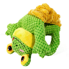 Sedioso Frog Tug Toy squeaker belly demonstrates engaging sound that invites chewing and chasing.