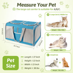 Sedioso Large Cat Carrier outer mesh ventilation blue maintains airflow during travel.