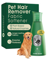 Seedshub Pet Hair Remover bottle pour reduces fur cling during wash.