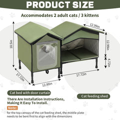 Seeloowy outdoor cat house elevated-base keeps paws dry in wet yards