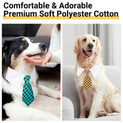 Segarty dog neck tie yellow plaid playful yet sophisticated for everyday wear.