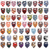 Segarty triangle plaid dog bandana pack set with 60 patterns for varied looks