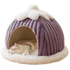 SEIMMIE pumpkin cat den top view highlighting cozy arch and headroom