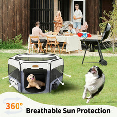 Seiyierr dog playpen 8-panel design enables versatile setup in any room.