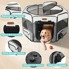 Seiyierr dog playpen with removable half-mesh top for easy access and airflow