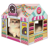 SEKAM Cardboard Cat House donut-front view provides cozy hideaway and play space