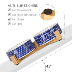 Selamica anti-slip wooden stand keeps bowls in place during meals.