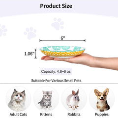 Selamica cat bowls with vibrant patterns inside and outside