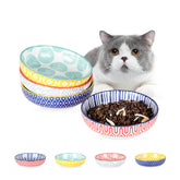 Selamica cat bowls set features four wide shallow dishes for easy feeding and whisker comfort.