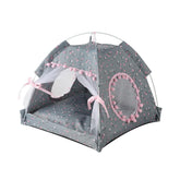 Selena cat bed tent gray-pink front view cozy indoor hideaway