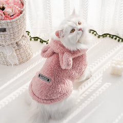Selena sudadera de felpa suave para mascota rosa, comodidad diaria.