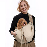 SENIOR BUDDAY dog carrier sling beige main view for hands-free travel