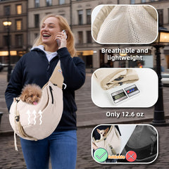 SENIOR BUDDAY dog carrier sling beige pocket storage keeps essentials handy