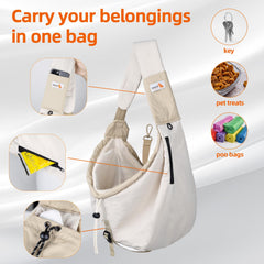 SENIOR BUDDAY dog carrier sling beige side zip access for quick pet comfort
