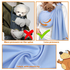 Senior Budday dog sling adjustable-length-strap demonstrates customizable fit for wearers.
