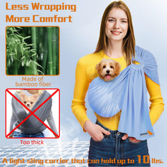 Senior Budday dog sling puppy-cosy-rest shows pet calmly relaxing in sling.