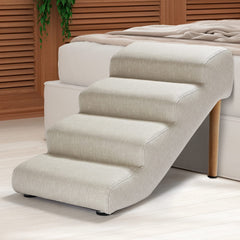 Senneny imitation linen dog stairs 4-step assembly for easy pet access.