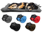 Senzkon outdoor dog bed 35x24 folded for travel, lightweight and portable.