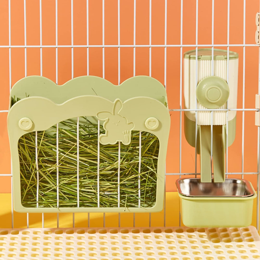 septillar rabbit hay feeder 3-in-1 full setup for organized feeding in cages