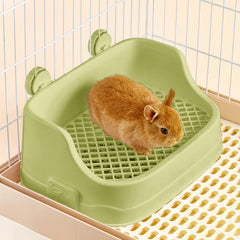 Septillar Rabbit Litter Box corner tray in green keeps cages tidy with easy access.