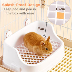 Septillar Rabbit Litter Box hidden waste bin shown for cleaner waste management.
