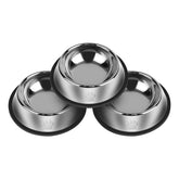 Serentive 3Pcs dog bowls set top view shows paw pattern and durable mirror finish.