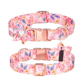 Serijoars cute girl dog collar pink floral pattern for comfy daily wear.