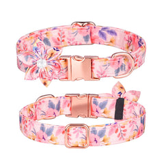 Serijoars cute girl dog collar pink floral pattern for comfy daily wear.