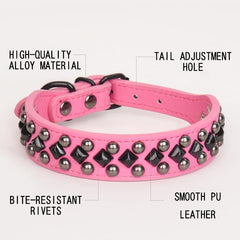 Serijoars Spiked dog collar pink buckle adjustable for secure fit