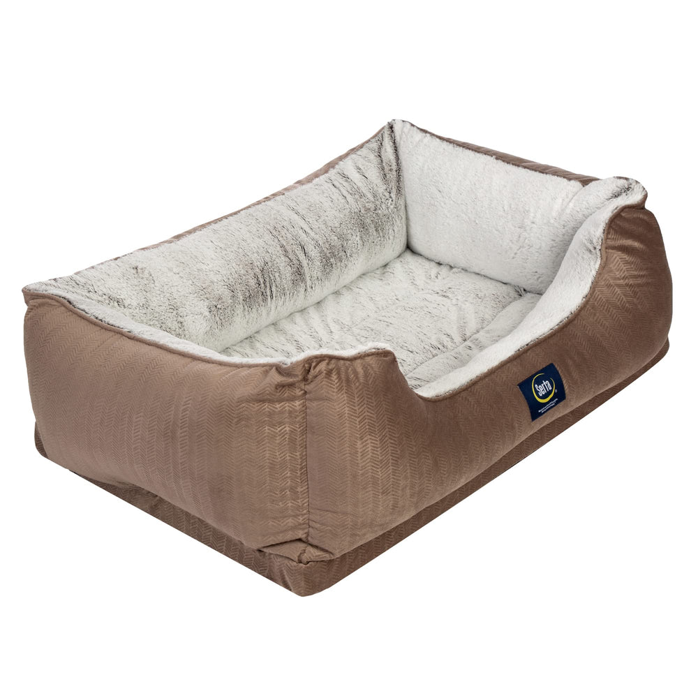 Serta Orthopedic Cuddler dog bed front view shows plush, secure bolster.