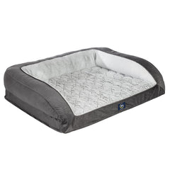 Serta orthopedic quilted couch dog bed cover in slate gray shows durable, easy-clean fabric