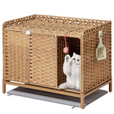 SETVSON litter box enclosure in natural finish provides discreet living-room storage.