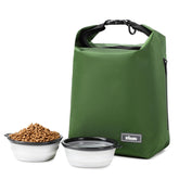 SFIUYDS dog food travel bag green exterior emphasizes rugged durability and on-the-go freshness.