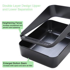 Sfozstra medium black litter box interior depth for comfortable digging.