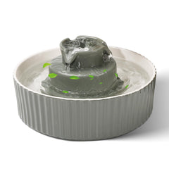 SgurFin ceramic cat water fountain top view shows quiet operation.