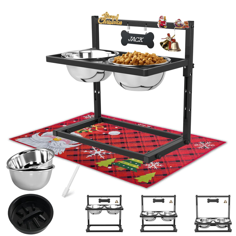 SHAINFUN Christmas elevated feeder stand side view showing raised design for comfortable feeding