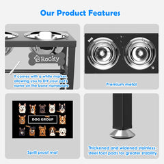 SHAINFUN dog bowl stand for assembly shows sturdy rust-free metal construction.