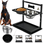 SHAINFUN elevated dog bowls stand in black reduces neck strain during meals
