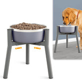 SHAINFUN grey metal stand main view showing a sturdy elevated feeding solution for large dogs.