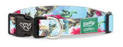 Shaka's Salty Paws floral-print dog collar adds tropical style for daily walks.