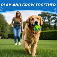 SHAKE AND LAUGH dog ball depressed surface helps dogs pick up easily