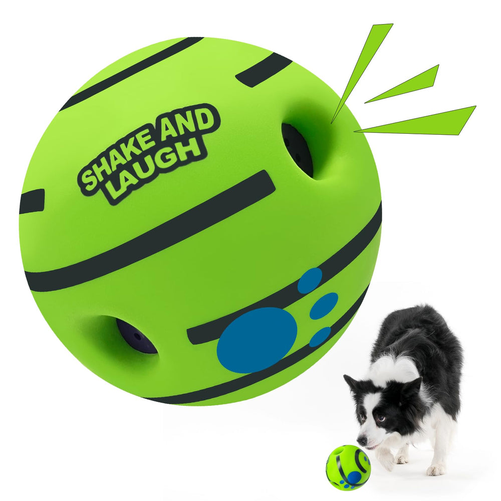 SHAKE AND LAUGH dog ball rolling demonstrates interactive fetch with gibbering sounds
