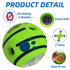 SHAKE AND LAUGH puzzle ball treat-dispensing action mid-use showcases reward exploration.