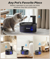 Shandus wireless cat water fountain night mode soft light monitors water discreetly