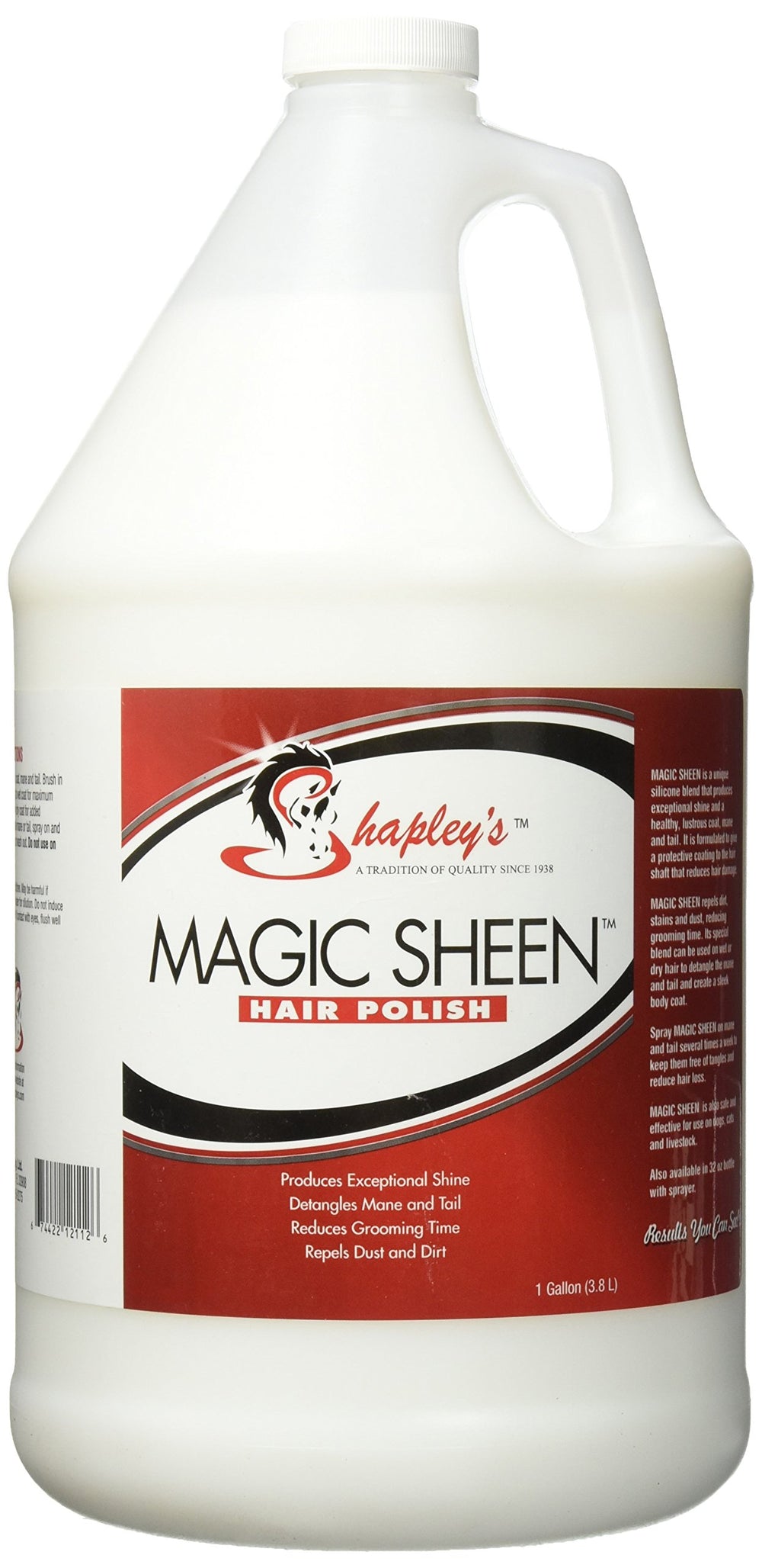Shapley's Magic Sheen Polish bottle for quick, glossy grooming on horses