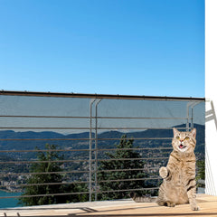 Shappy balcony net installation with buckles shows easy mounting for rails.
