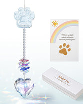 Shario colgante cristal, corazón y huella, crea un recuerdo cálido al dejar que la luz baile.