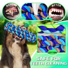 SHARLOVY multi-knots cotton rope dog toy for interactive tug-of-war and mental stimulation.