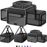 SHARLOVY top and side expandable pet carrier shows versatile travel space expansion