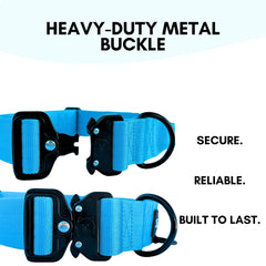 ShawnCo Basecamp metal buckle closeup emphasizes secure leash attachment